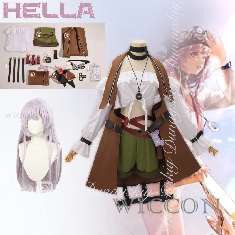 

Path to Nowhere Game Hella Cosplay Poor Girl With The Sands Of Mirage Brown Dress With Long Light Hair Cosplay Costume Full Suit