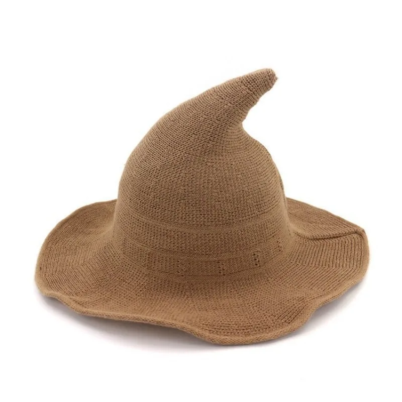 Halloween Witch Hat Vintage Wool Knit Women Masquerade Dress Up Party Holiday Decoration Accessories view 5