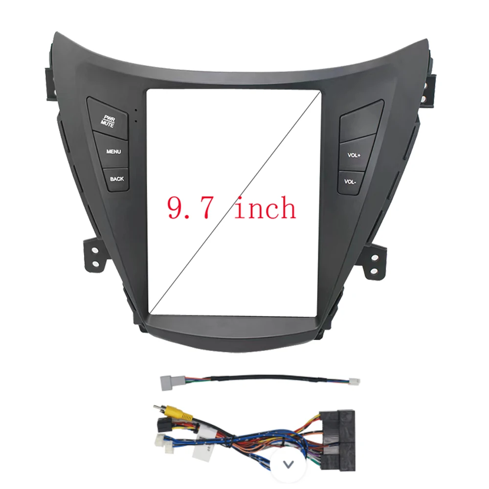 Rnnavi 2 din 9.7 polegada quadro do carro adaptador fascia para hyundai elantra 2010-2013 tesla estilo android rádio traço montagem painel kit