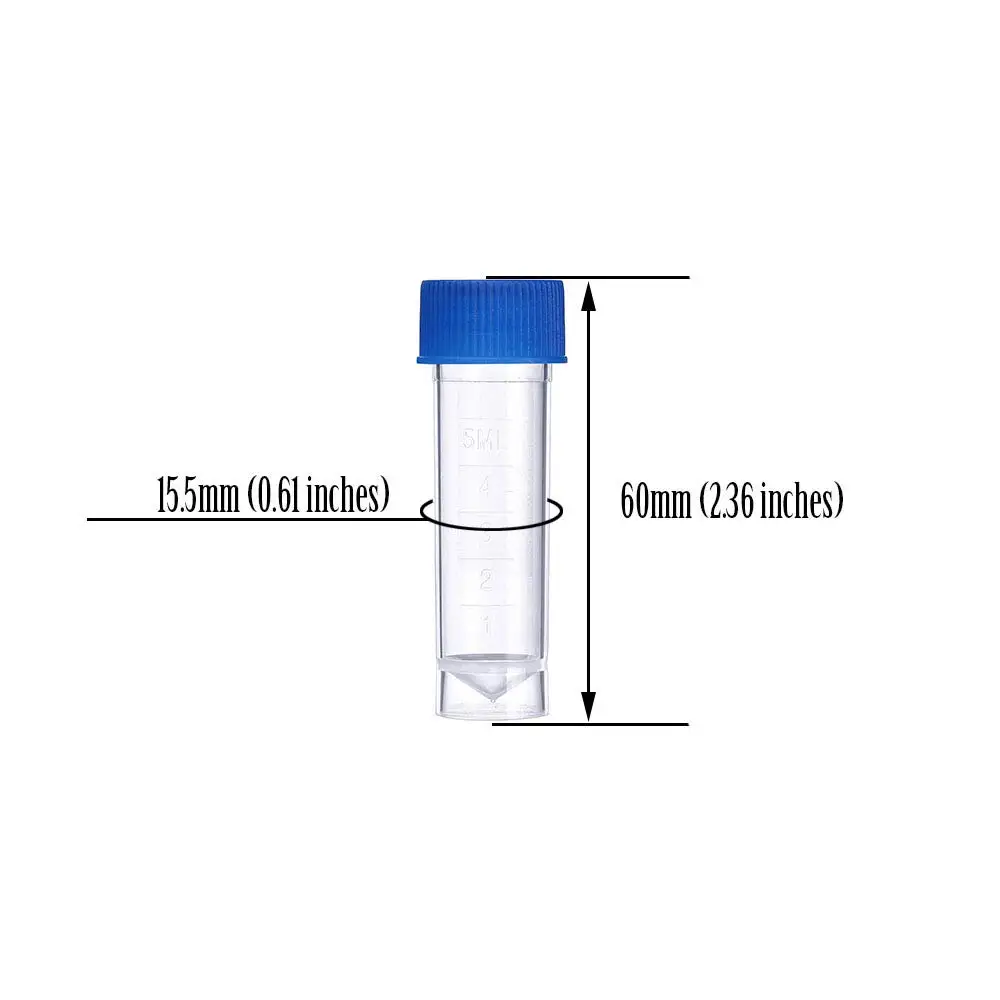 36PCS Cryo Tubes 5ml, Plastic Small vials with Screw caps Sample Tubes PP Material with Silica Gel Gasket with Transparent box
