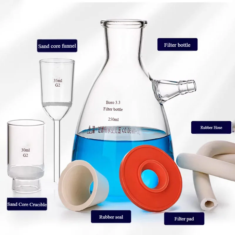 

Sand core crucible filtration device Sand core funnel filtration device Glass simple vacuum filtration device