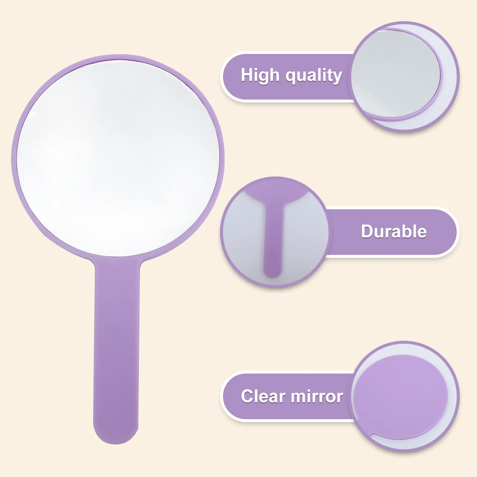 

10Pcs Round Handheld Mirror Fashion Portable Makeup Mirror Travel Compact Sing Side Vanity for Shaving Eyebrow Trimming