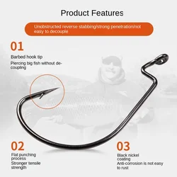 100pcs/lot Texan Hooks High Carbon Steel Offset Hook Fishhooks Lure Softjerk 6#~-5/0 Pesca Fishing Tackle Hook Crank Texas Group