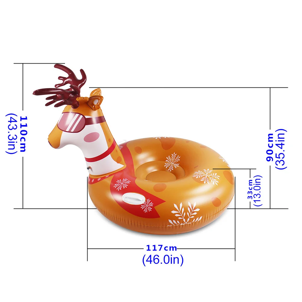 1 pezzo di tubo da neve gonfiabile modello cervo resistente all'usura durevole tubo da slitta da neve all'aperto divertimento invernale attività all'aperto