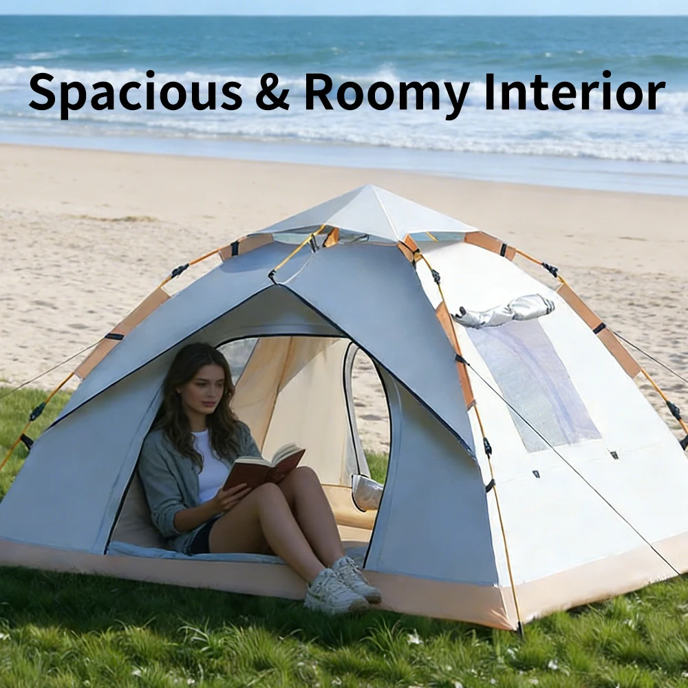 

Aurora Fox 3-4 Person Outdoor Folding Camping Tent Portable Waterproof Silver Coating Automatic Easy Setup Tent For Beach