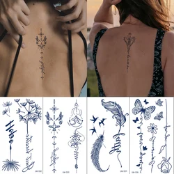 Tatuagem Impermeável Semi-Permanente Herbal, Suco de Flor Simples Pena, Durando 2 Semanas, Arte Corporal Realista, Back Tattoo Stickers