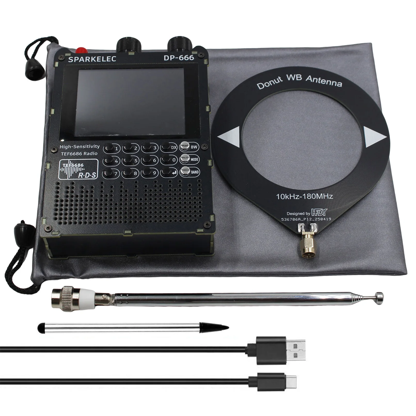 SPARKELEC DP-666 TEF6686 Radio Full Band FM AM LW MW SW Shortwave RDS 2.8 inch IPS LCD + Battery +Dount Antenna
