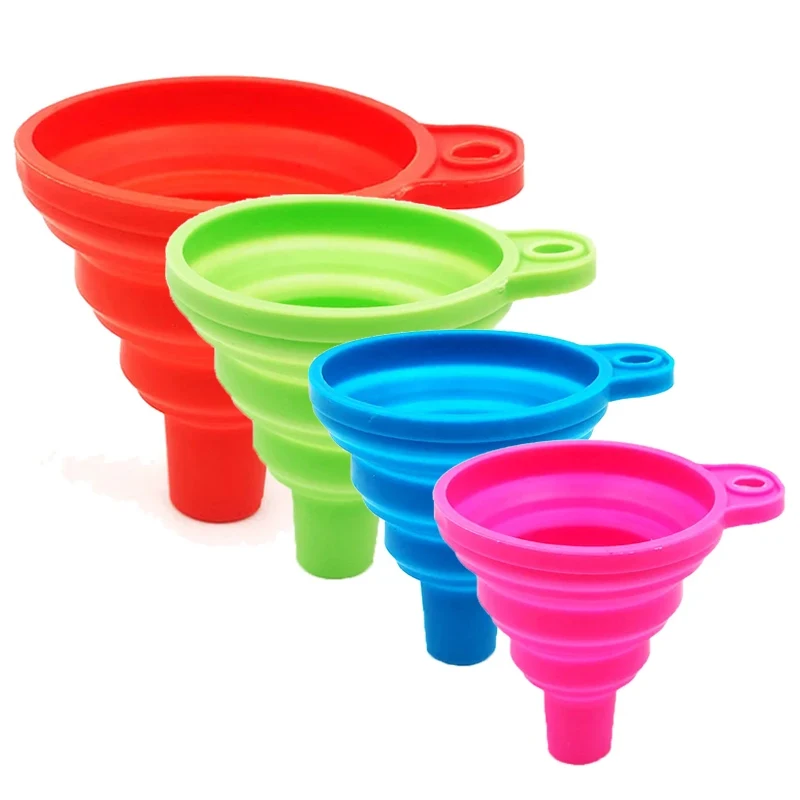 Collapsible Silicone Car Engine Funnel Foldable Liquid Funnel Washer Fluid Change Portable Auto Engine Oil Petrol Change Funnels