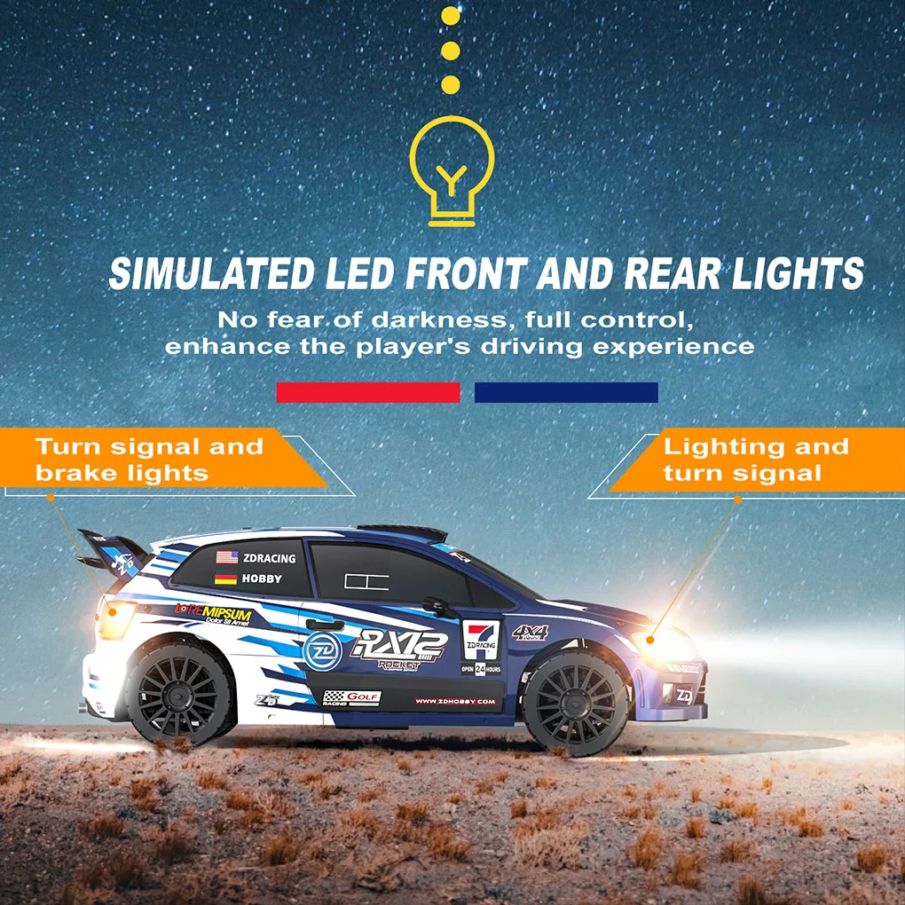ZD Racing 1/12 RX12 Rally Car 4WD Brushless Electric RC Car 50-80KM/H High Speed Off-road RC Car Model For Kids and Hobbyists