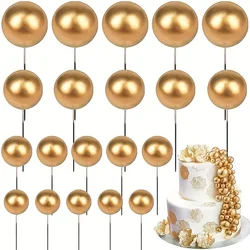 20pcs Pearl Ball Coaster Cake Topper, Dessert Table Dress Up Supplies, Cake Decor Supplies, Baking Decor Supplies, Party