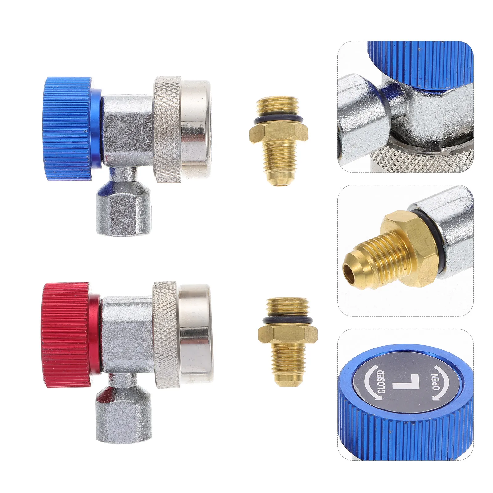 

R134a Quick Connector Adapter High Low Coupler Set Fits R134a Service Ports 1 4 Male Flare Side Fitting for Ac Manifold Gauge