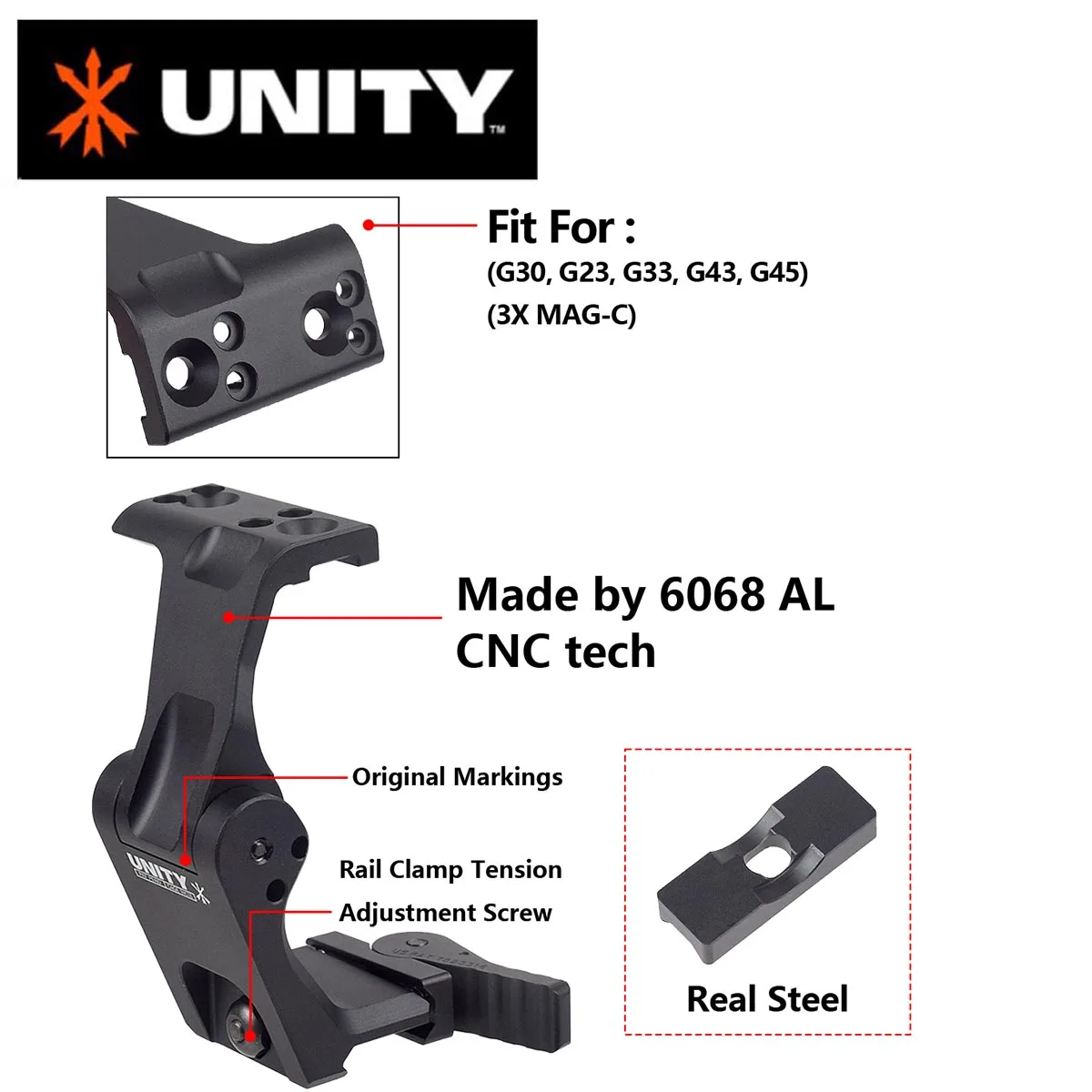 UNITY Tactical Fast FTC OMIN 2.26 Optik-Riser-Halterung für Aimpoint T1 T2 EOTECH 558 Holografisches Visier G33 G43 G45 Vergrößerungsglas-Halterung – Detail 4