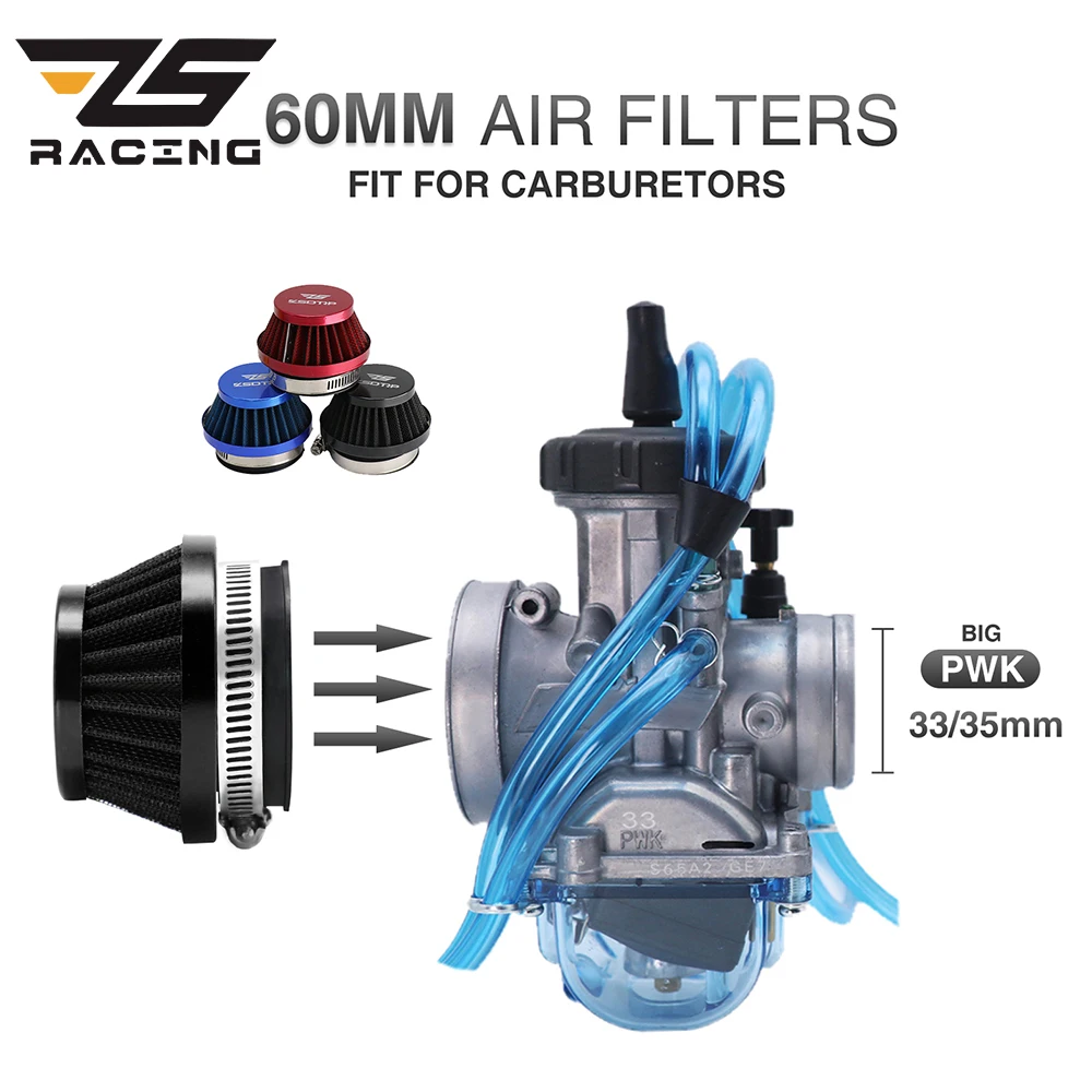 

ZS RacingBig Air Intake Filter60MM Universal Carburetor Air Filter Cleaner for Dirt Pit ATV SSR TTR Bike Breather Filt