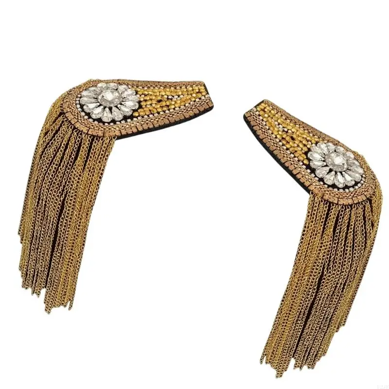 Decorative Shoulder Epaulette Brooch with Tassels Detail for Formalwear Looks, Costume Styling, and Decoration