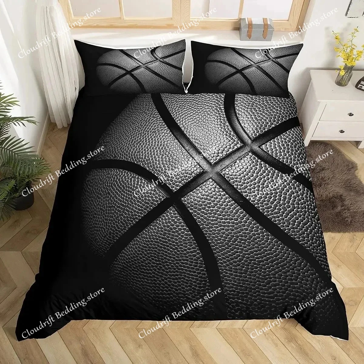 3D Basketball Duvet Cover King For Teen Boys Kids Fire Water Sports Bedding Set Microfiber Ball Game Quilt Cover With Pillowcase