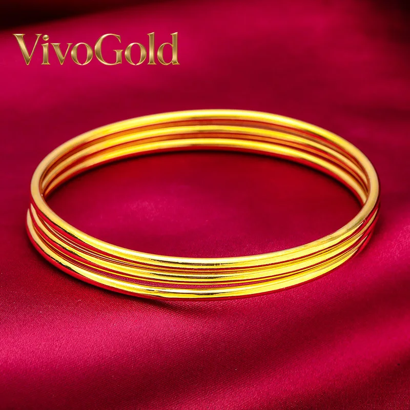 

Женский браслет VivoGold2.8mm Three-Life, 24-каратное золото, AU999 | Полированные тройные кольца, изящная полоска шириной 2,8 мм для повседневной элегантности.