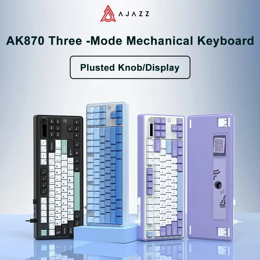 Ajazz Ak870 Teclado mecánico multimodo Bluetooth 2,4 ghz inalámbrico 87 teclas intercambio en caliente Rgb estructura de junta ergonómica para Pc portátil