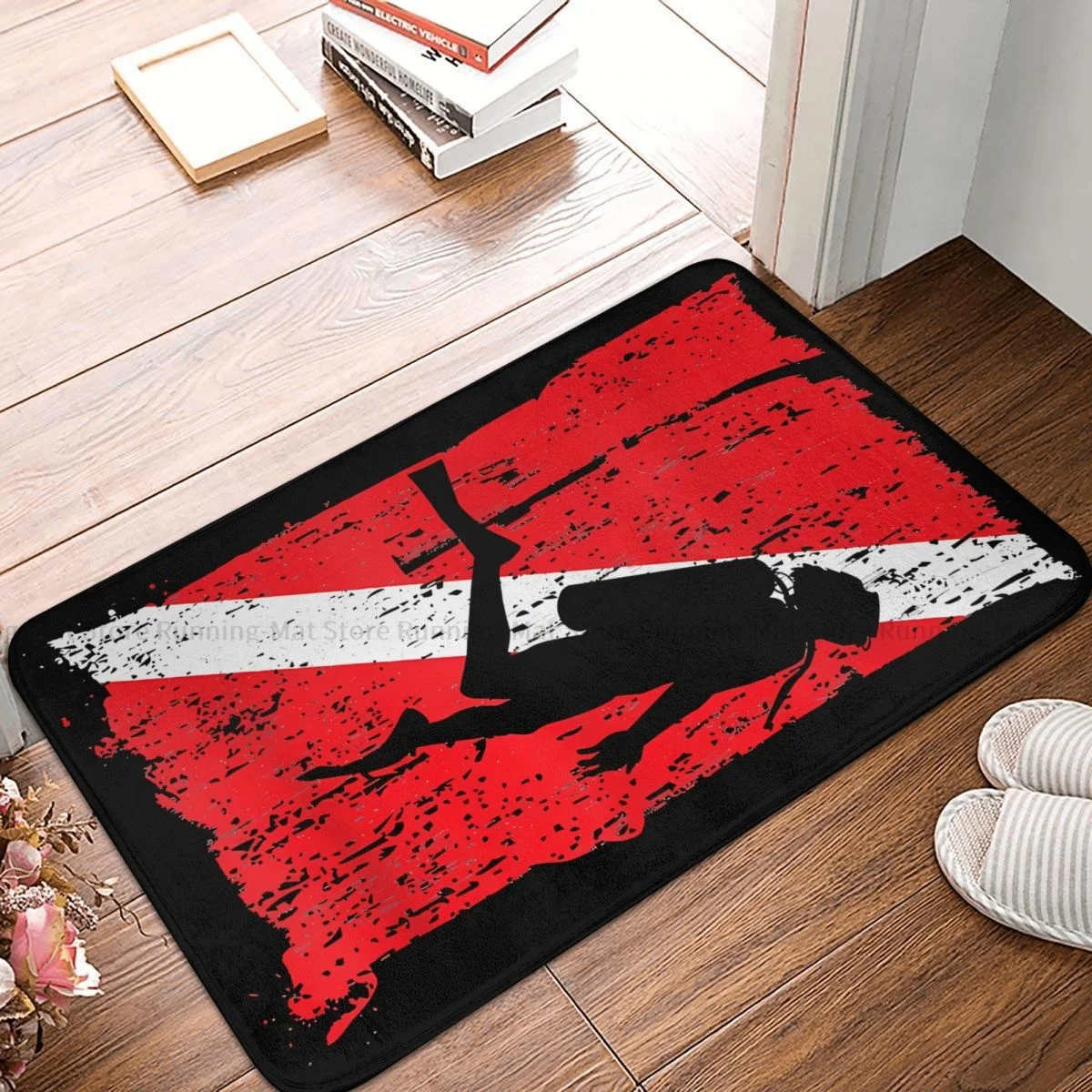 Diving Dive Anti-Slip Doormat Bath Mat Scuba Diving Flag Vintage Divers Balcony Carpet Entrance Door Rug Home Decor