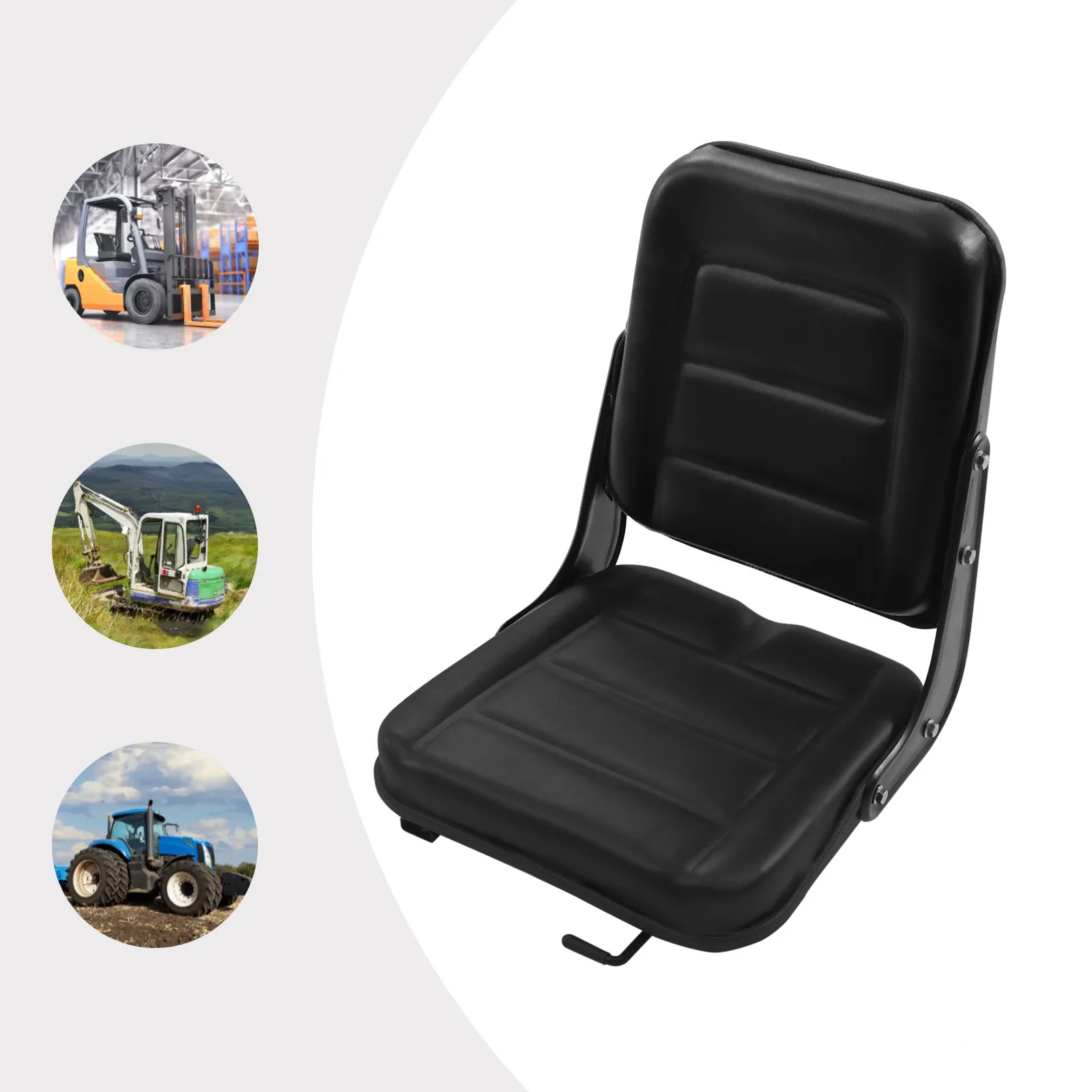 Универсальное сиденье для трактора, подвесное поворотное сиденье для трактора со спинкой - регулируемое черное сиденье для газонокосилки, вилочных погрузчиков