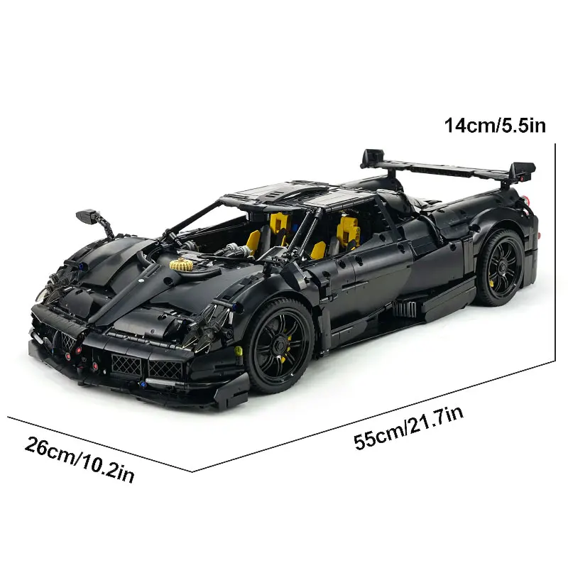MOC-142670 técnico preto super sprots carro huayra modelo blocos de construção tijolo diy brinquedos montagem aniversário natal presentes luxo