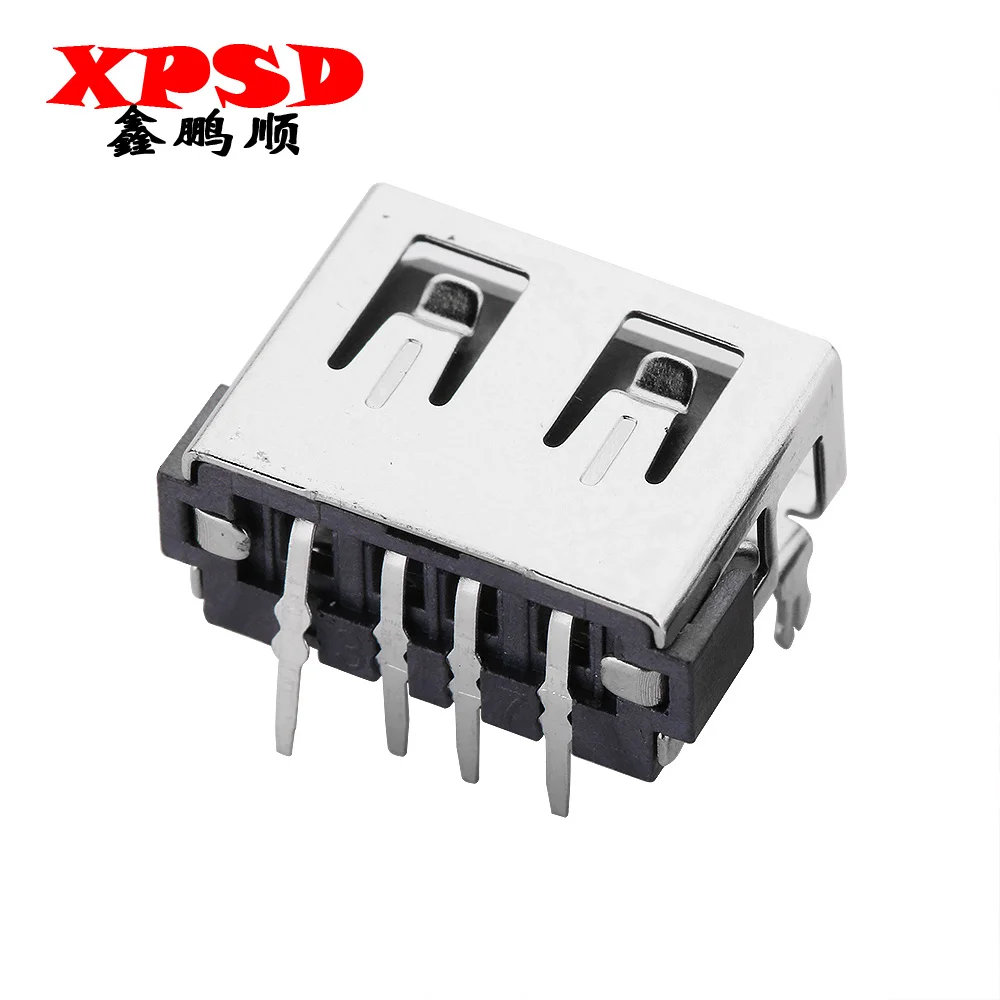 10PCS Usb Short Body 10.0 Female Seat 6.3MM 90-degree Plug Board Front Two Pins Without Edge Flat A Type Female Connector