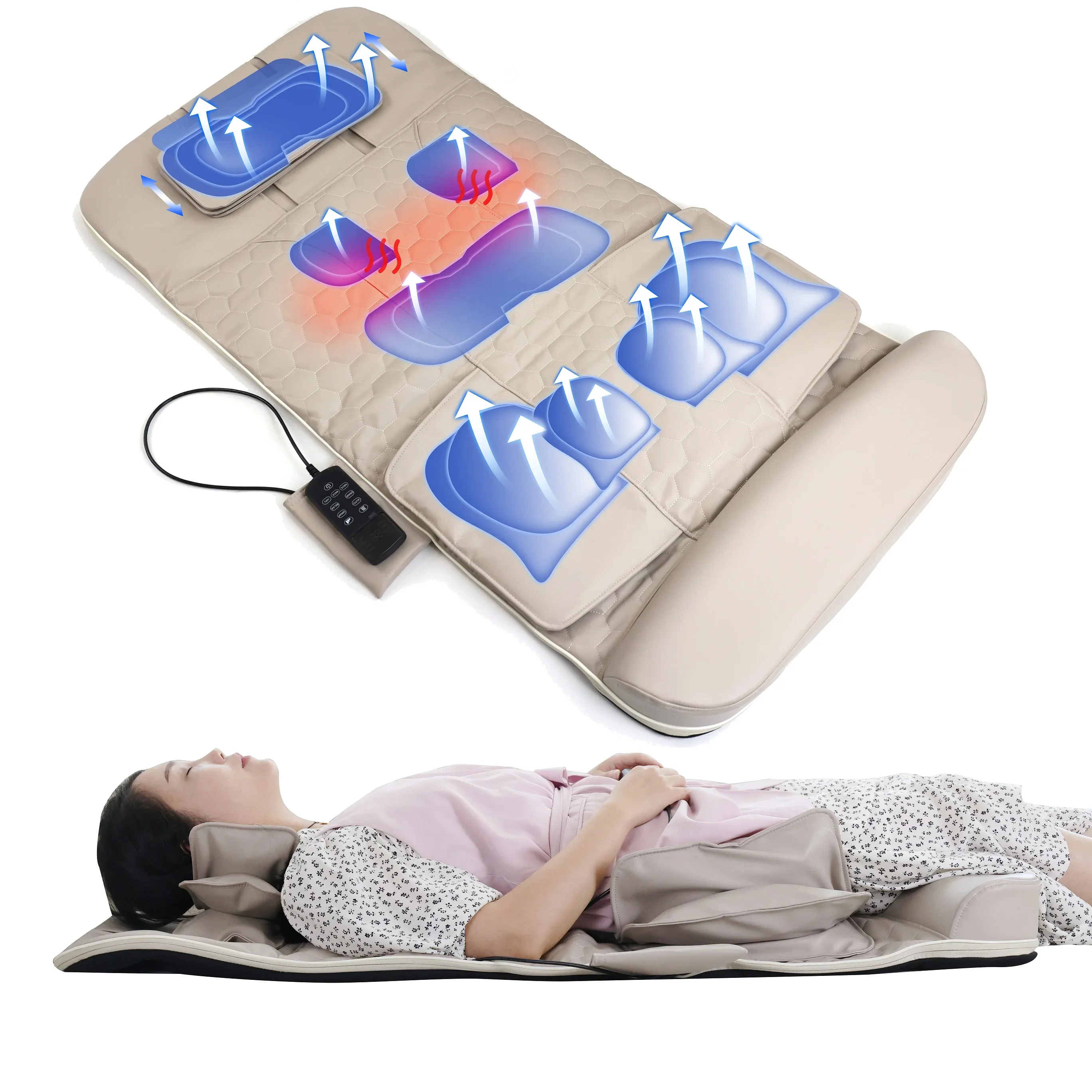 Yoga Mat Back Stretching Mat Electric Thai Full-Body Airbag Automatic Heating Air Compress Pressure Massage Air Mattress Korea