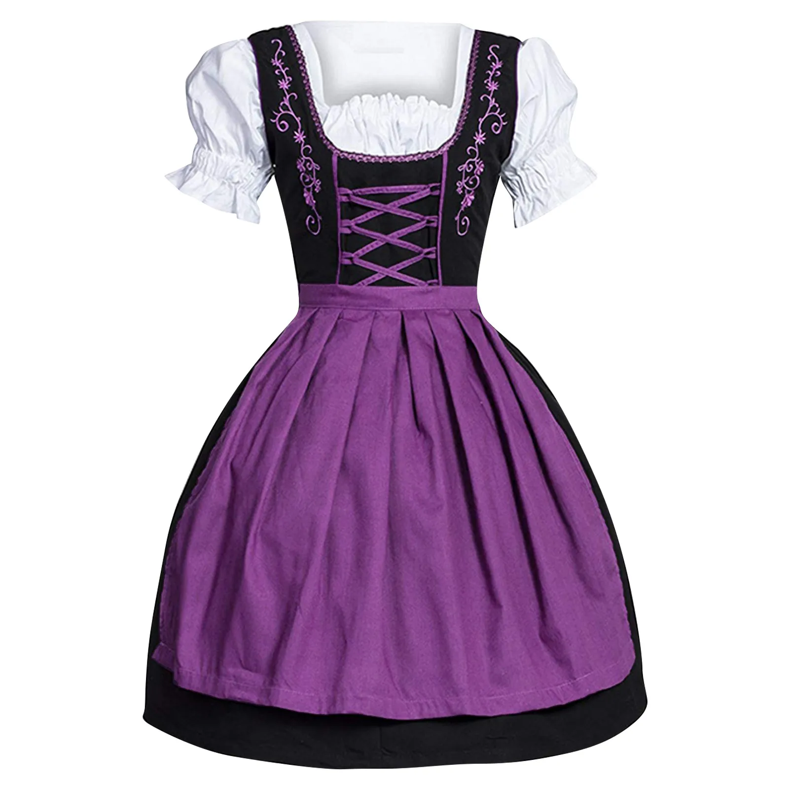 

2024 Bavarian Oktoberfest Women's Dress Short Sleeve Square Neck Carnival Party Dress Beer Girl Fancy Costume Cosplay For Women