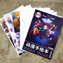 Libro de colorear de Anime Demon Slayer Kimetsu para niños y adultos, libro de dibujos, pintura, Postales