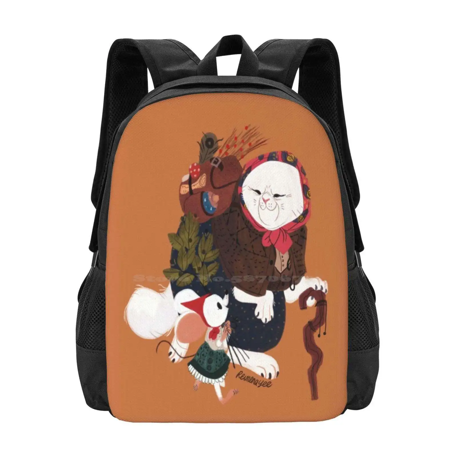 The Witch'S Apprentice Backpack For Student School Laptop Travel Bag Cat Mouse Animal Witch Babushka Children Cute Fantasy