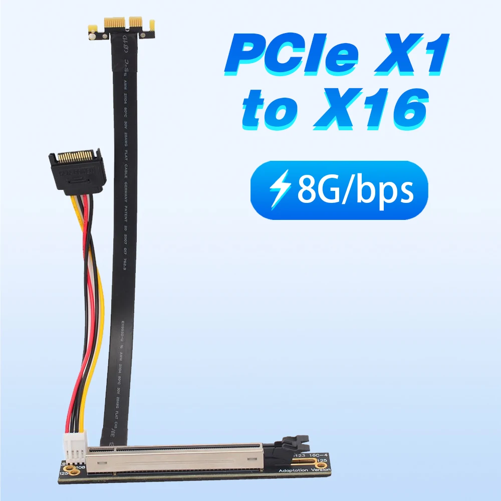 PCIe 1x to 16x Fold 90 Degree Riser Card Extension Cable Gen3.0 PCI-E X1 X16 GPU Cable for NVIDIA AMD Bitcoin Mining Card