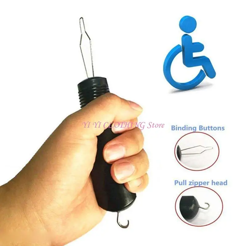 

N5KF 2 in 1 Dressing Aid Tool Dressing Button Aid Assist Tool for Arthriti Disabled Button Hook and Zipper Pull Helper Useful