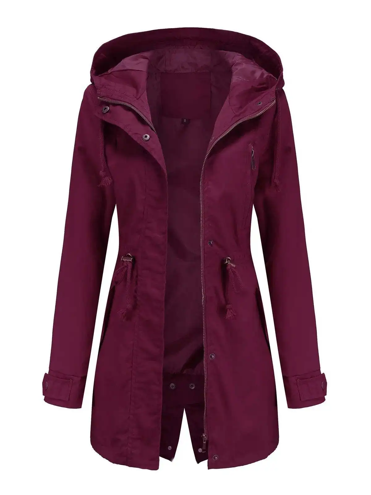 

Повседневный женский топ Long Sve с капюшоном и свободным кроем, средней длины, на молнии, цвет Spring Faion