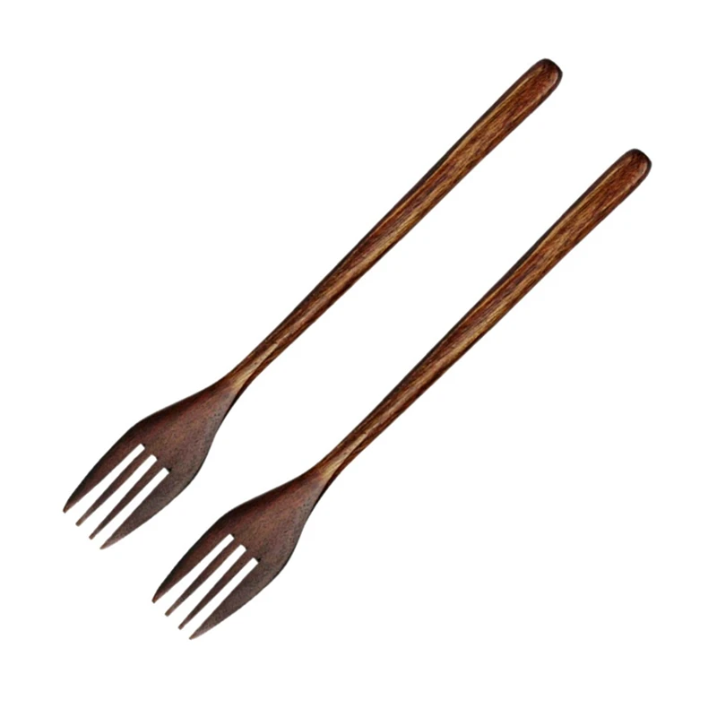 

12 Pieces Eco-Friendly Japanese Wood Salad Forks Household Kitchen Utensils For Kids Adult