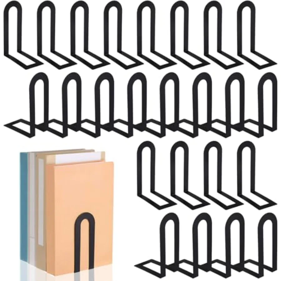 

Набор металлических подставок для книг (2 шт.) для полок, декоративные, маленькие, современные, минималистичный дизайн, органайзер для книг, ограничители для полок