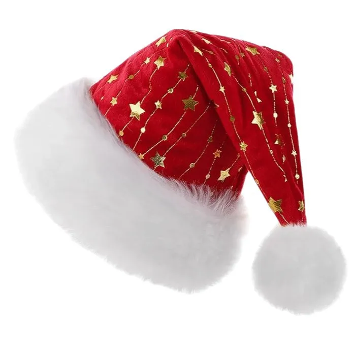 Christmas decorative hat hot stamping plush  plush christmas  non-woven  christmas decoration hanging