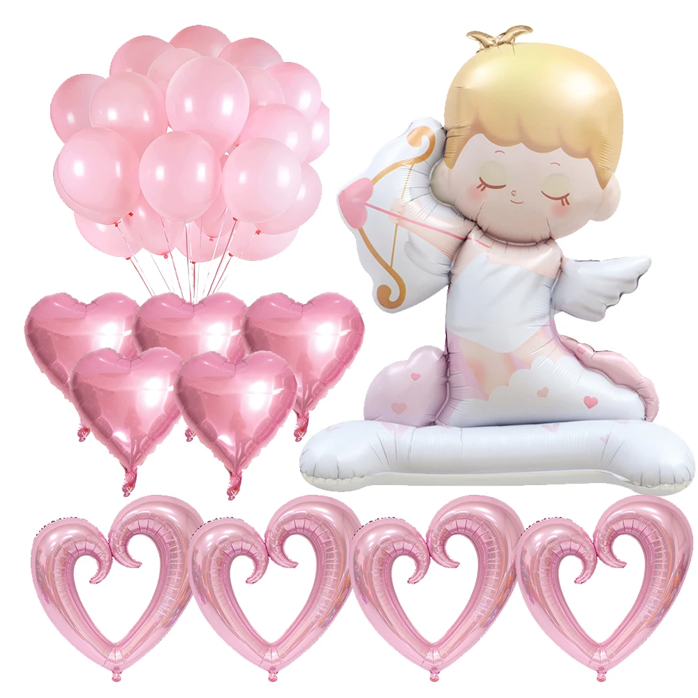 Pink Cupid Balloon Heart Shaped Balloon Girls Birthday Party Wedding Valentine's Day Theme Decoration Supplies Girls Favor Gifts