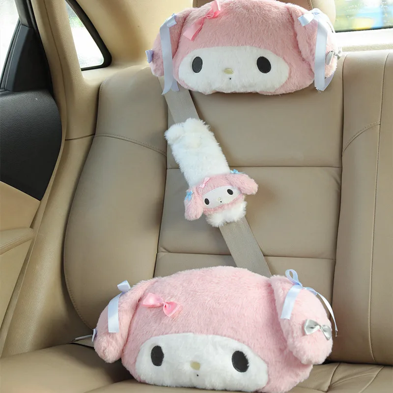 

Cute Sanrio Headrest Cushion Car Seat Cartoon Kuromi My Melody Cinnamoroll Pom Pom Purin Pillow Comfortable Home Decor Girl