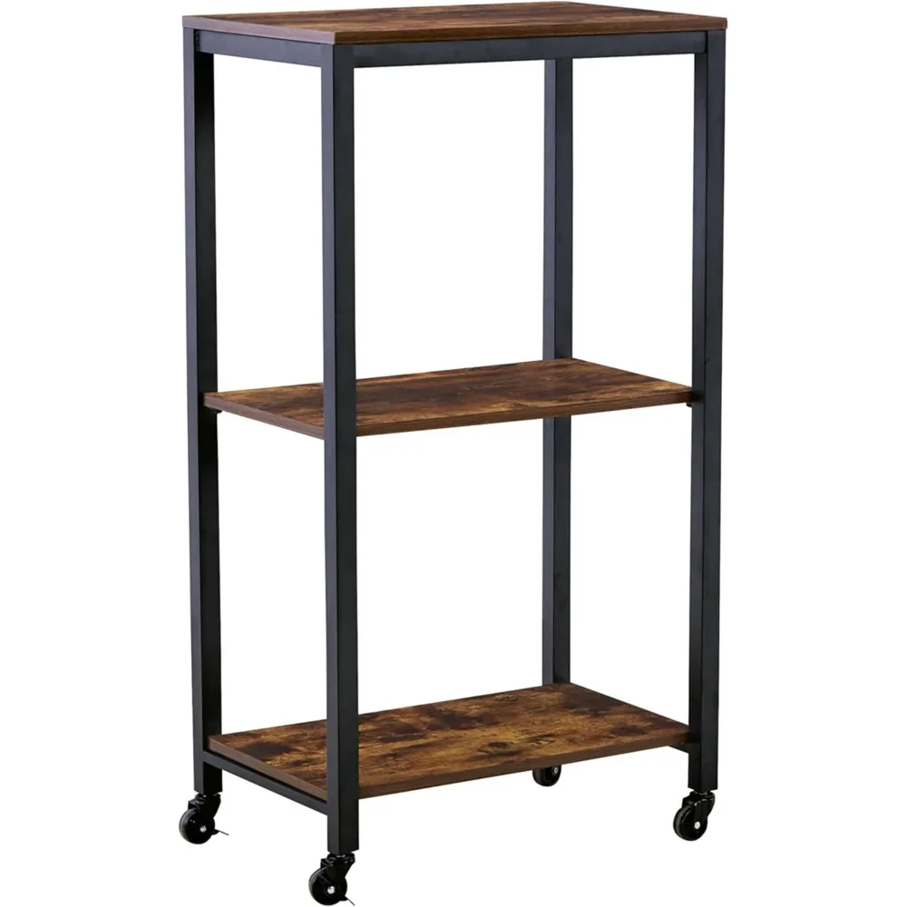 

Фирменный дизайн от Ashley Bevinfield, винтажная барная тележка с металлическим каркасом и 3 полками, темно-коричневый и черный