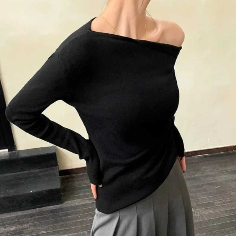 Tops Woman Coquette Clothes Long Sleeve T Shirt for Women Sexy Off Shoulder Autumn Winter Basic Tee Clearance Korean Reviews Emo