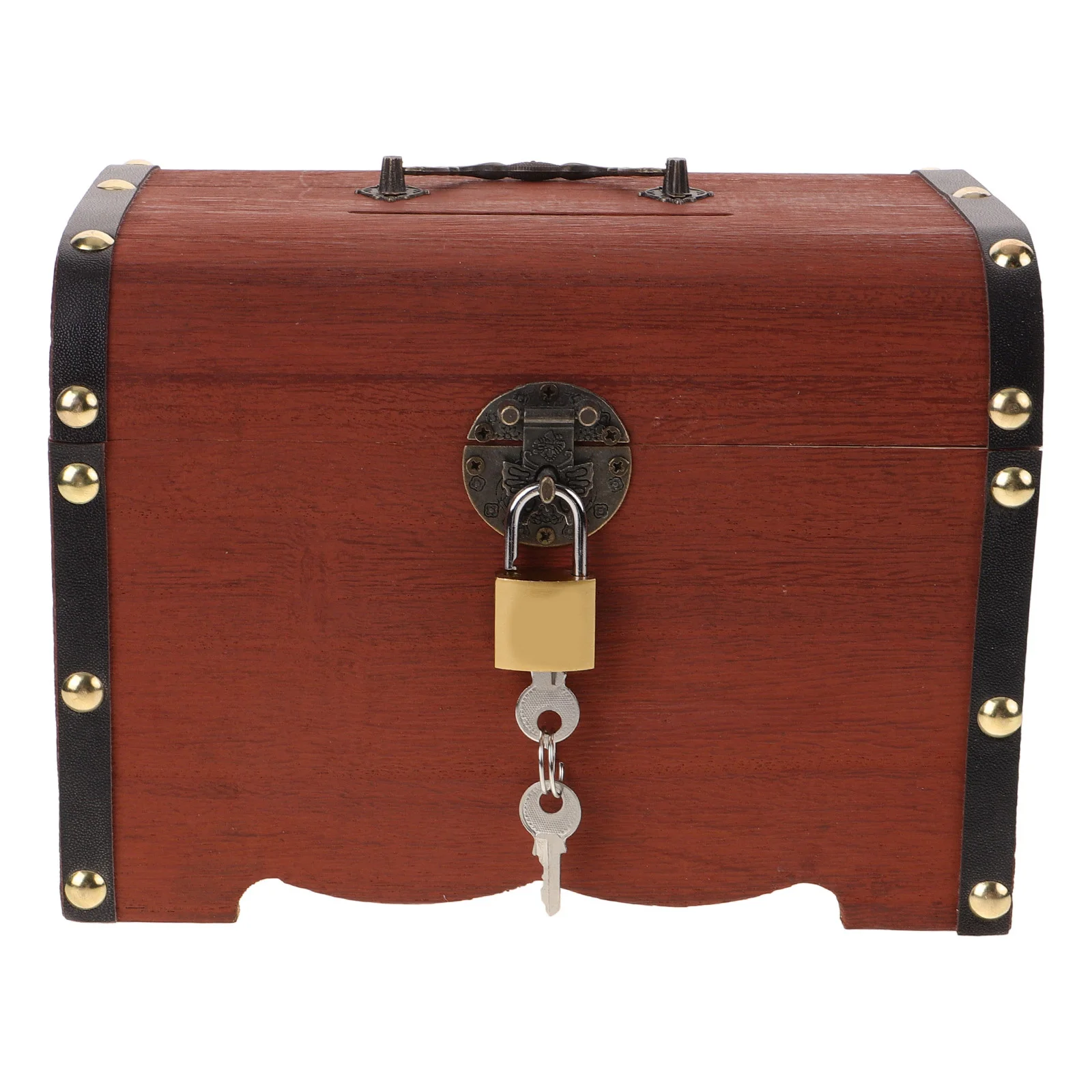 Large Capacity Solid Wood Money Box Vintage Locked Wooden Coin Storage Bank Money Safe Chest for Home Office Wood Banks Storage