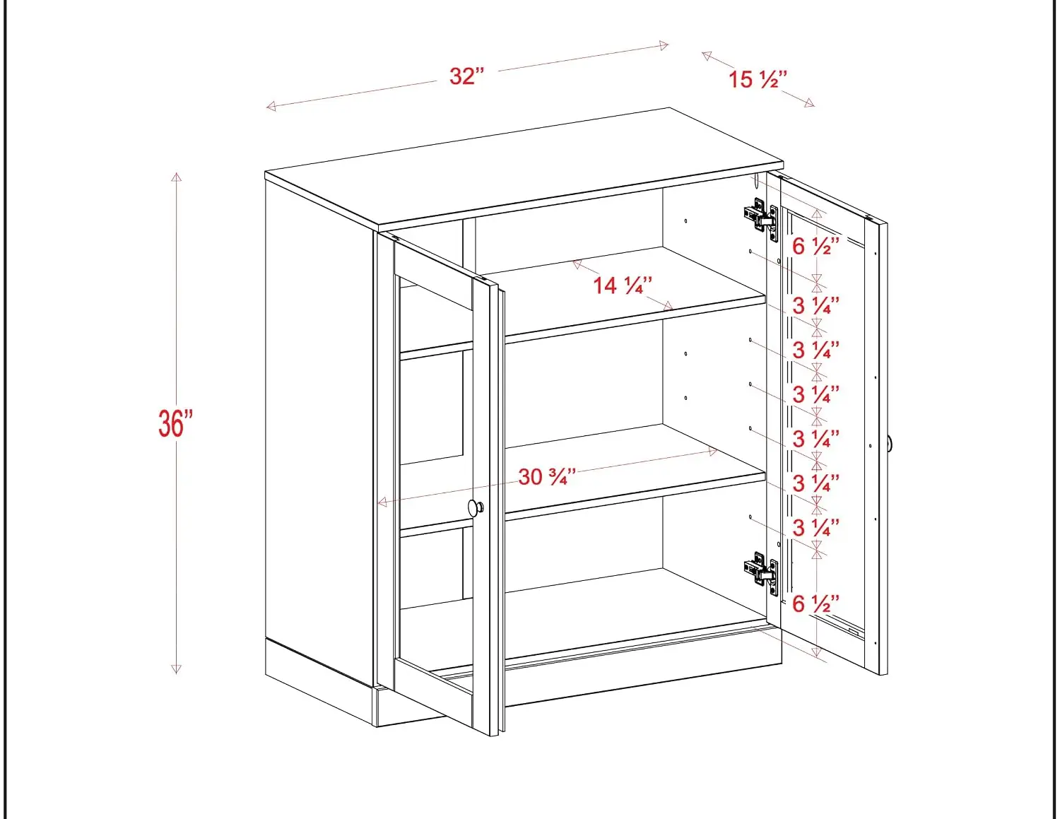 Solid Wood Bookcase Shelf Cabinet with Glass Doors & Adjustable Shelves Small Display Storage Modular 32