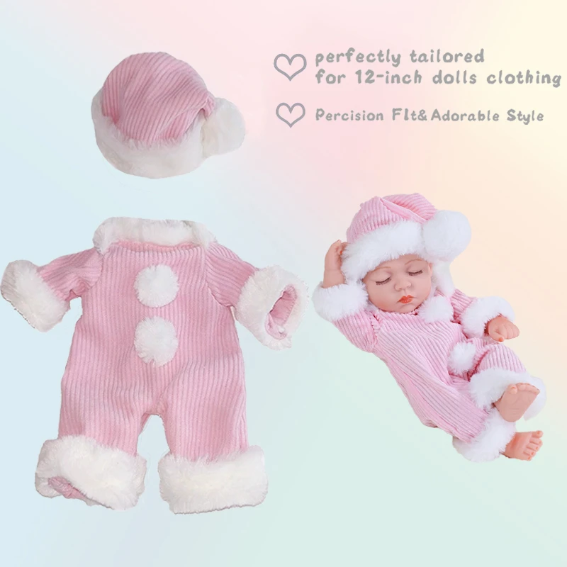

For 12inch 30cm Baby Born Doll Winter Plush Romper Pajamas Outfit Clothing Doll Swaddle knitted Sweater Suit+Socks Set Clothes