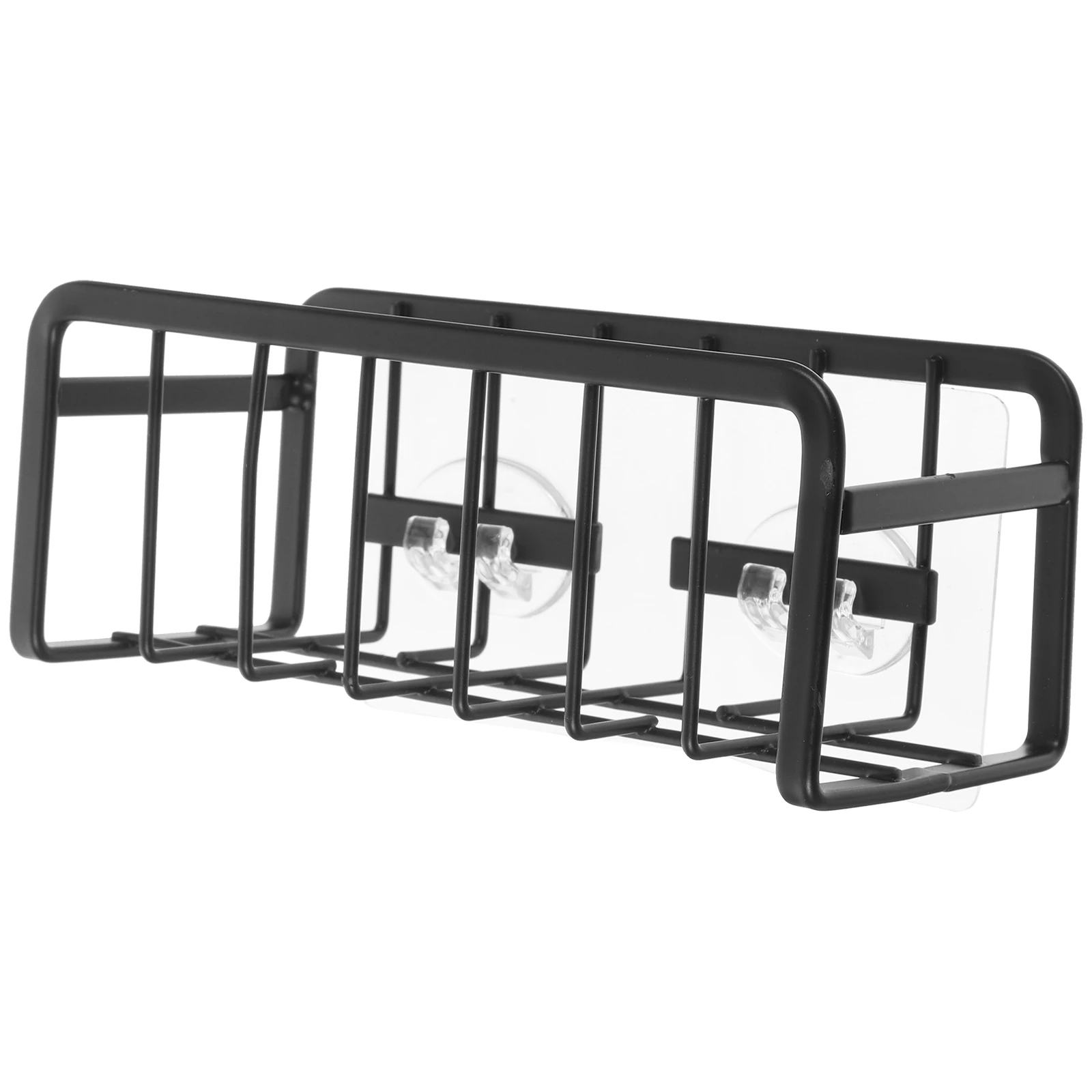 

Punch Free Drain Rack Sponge Holder Kitchen Sink Organizer Black Iron Multi Functional Storage Dishcloth Draining Holder Kitchen