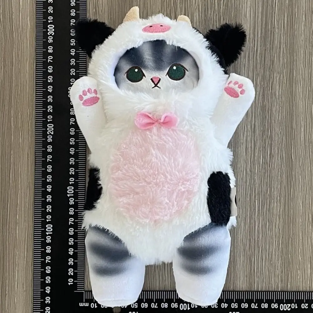 Postura em pé tubarão gato boneca de pelúcia decoração animal de pelúcia anime mofusand boneca de pelúcia cruz vestir urso marrom