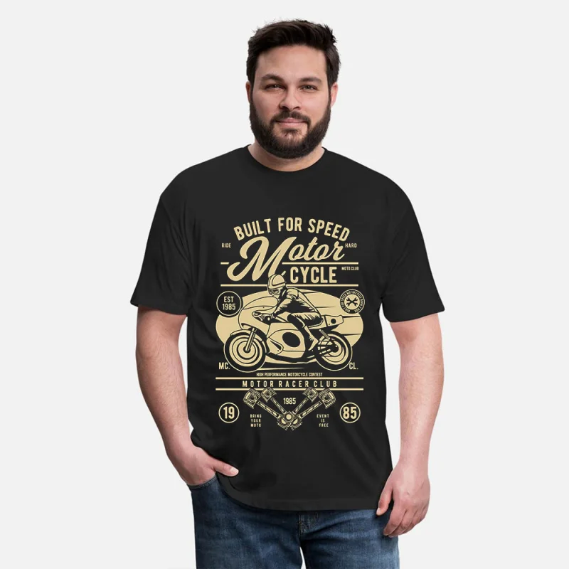 

0419 Vintage Custom Retro Cafe Racer Gift T-Shirt for Racing bikers 100% cotton printed Motorcycle Graphic clothes All size Tops