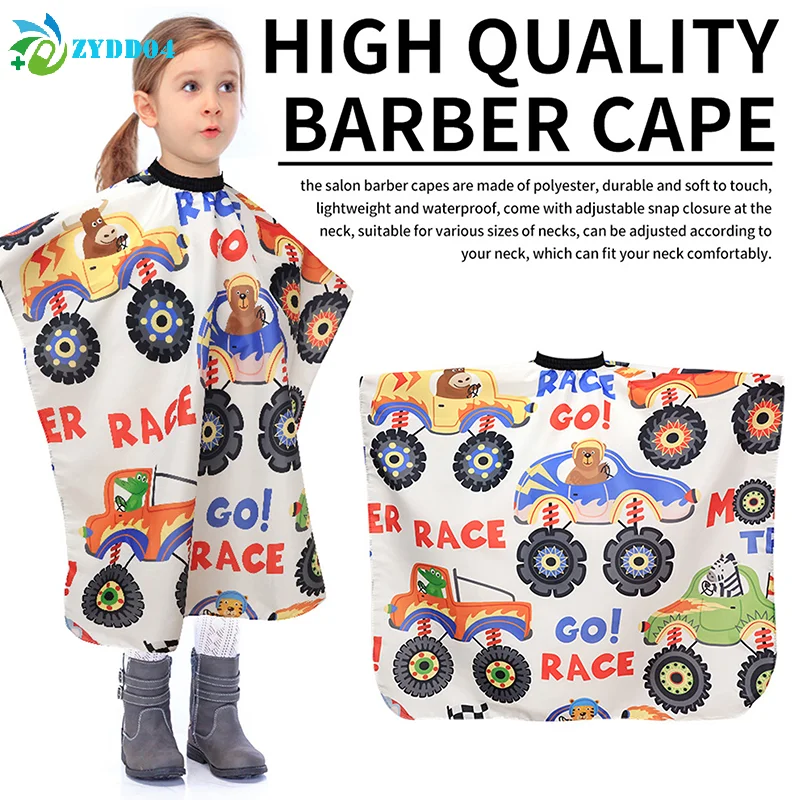 

●Kids Cartoon Car Haircut Hairdresser Cape Professional Hair-Cut Salon Barber Wrap Cutting Gown Hair Care Styling Supplies