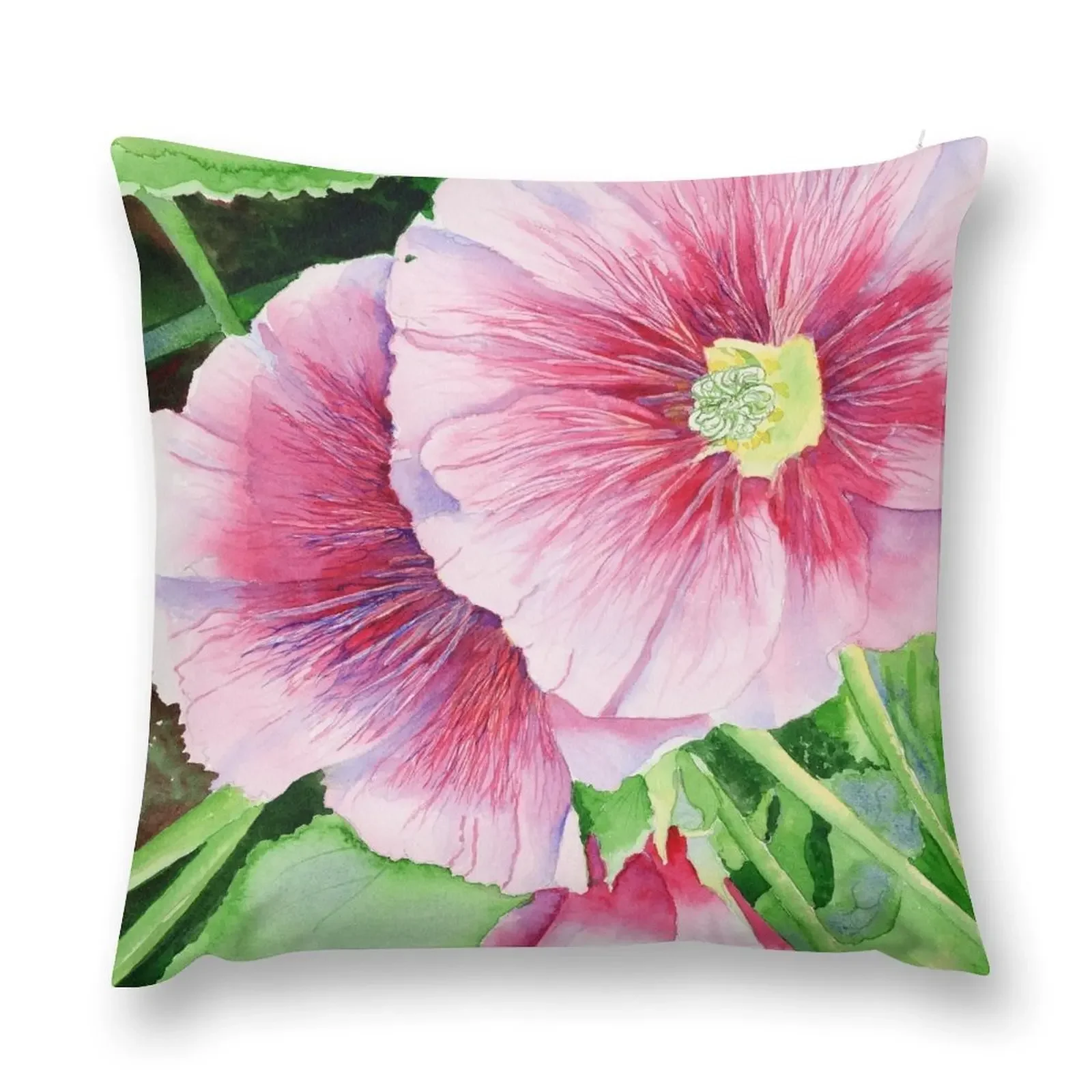 Pink Hollyhocks Throw Pillow Decorative Pillow Covers For Sofa Decorative pillowcase pillow