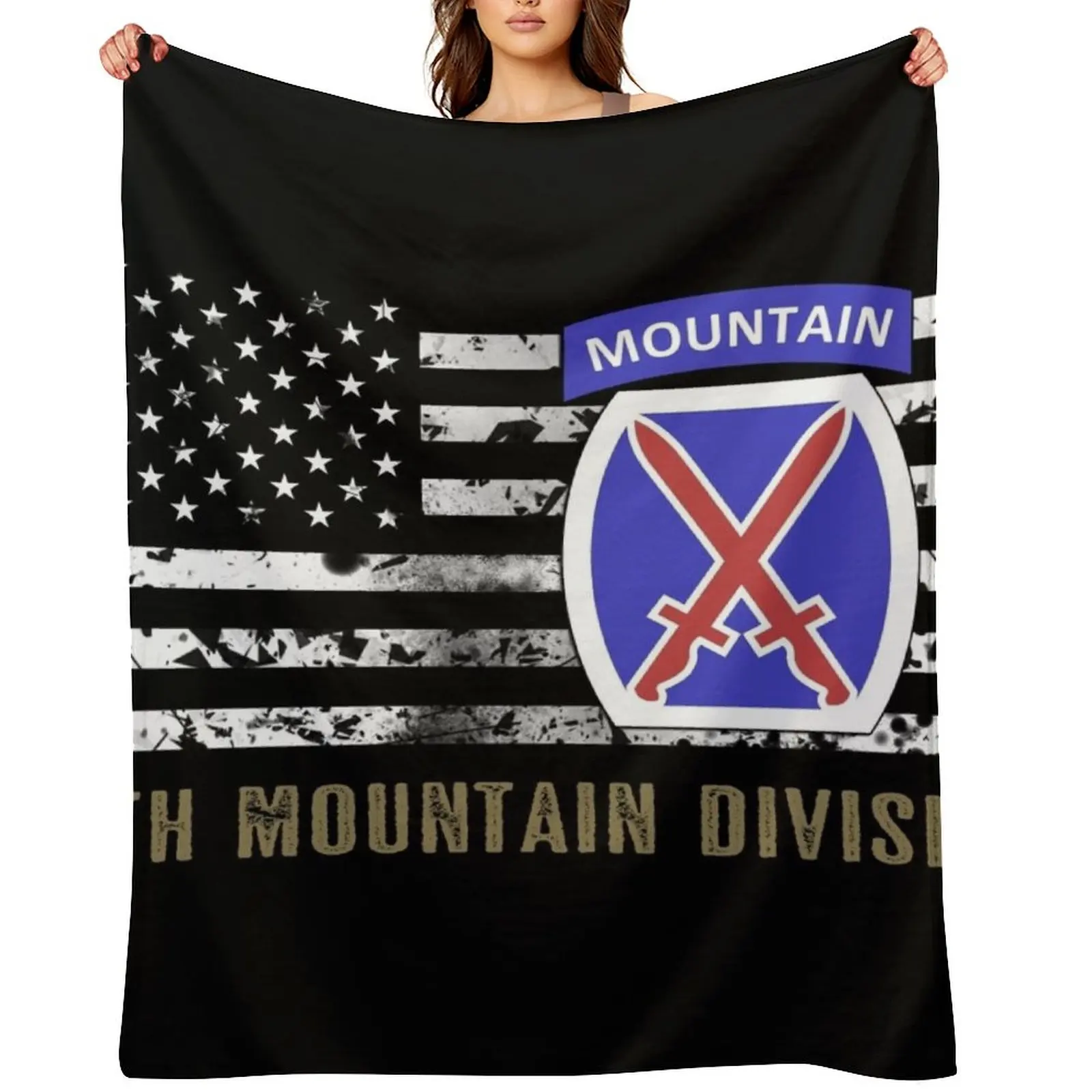 

10th Mountain Division (Distressed Flag) Throw Blanket For Decorative Sofa Furrys cosplay anime Extra Large Throw Blankets
