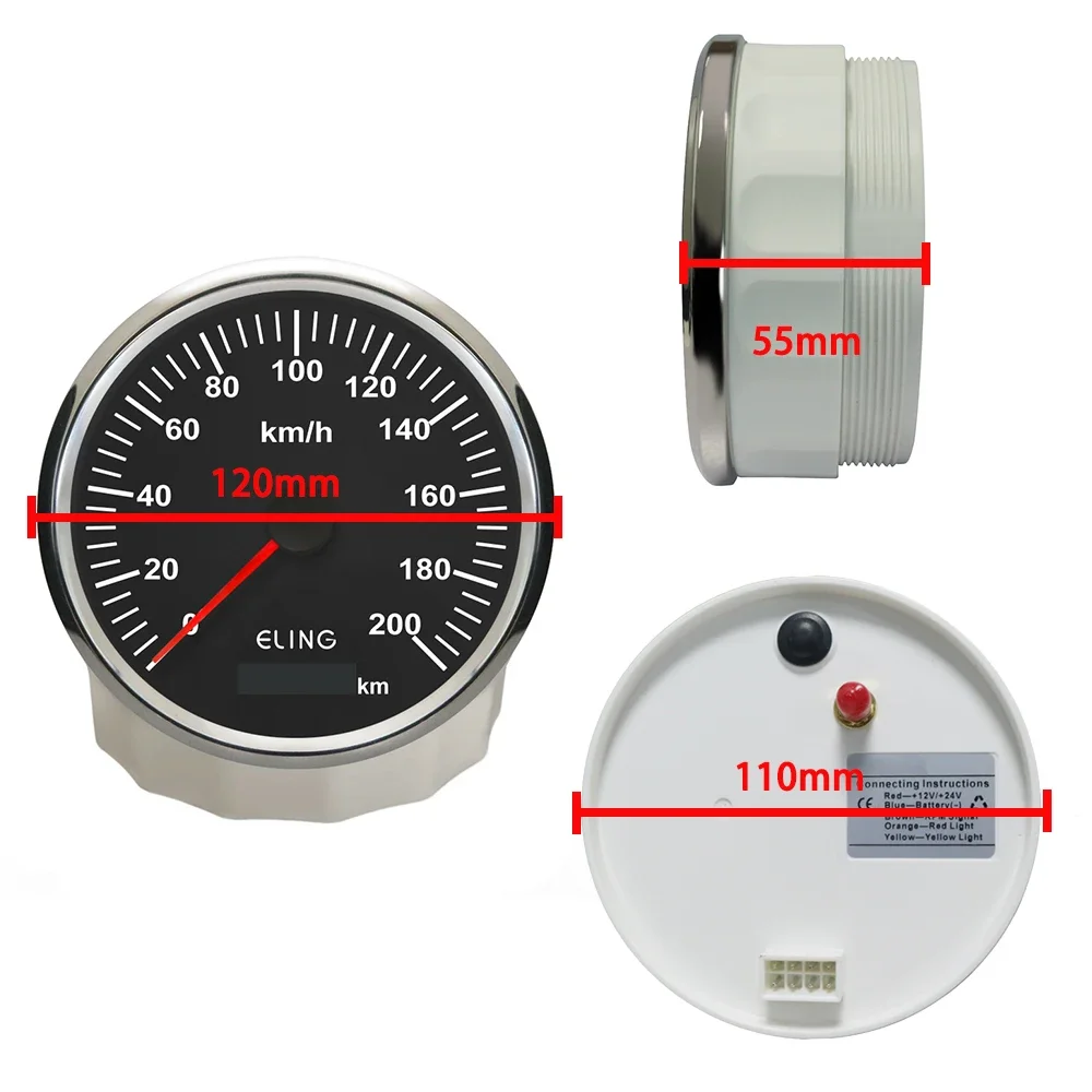 ELING Newest 2 Gauge Set 110mm 0-200kmh GPS Speedometer + 0-8000RPM Tachometer with Red Yellow Backlight For Car Boat Motorcycle