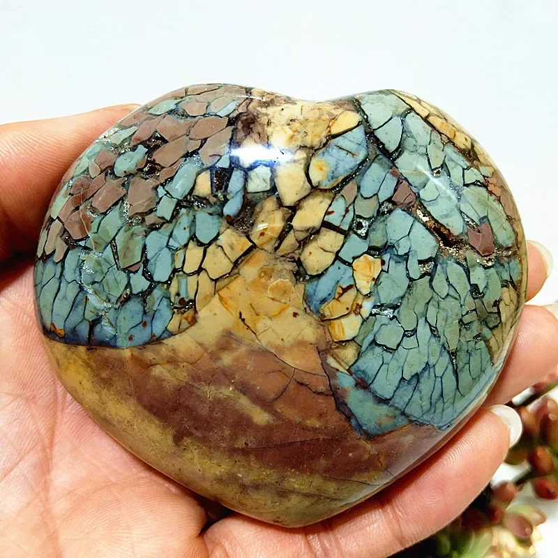 

Natural pretty Ocean Jasper Sea Gem Heart Meditation Energy Heart Sorcerer Exorcism Cures Crystal Home Feng Shui Decoration